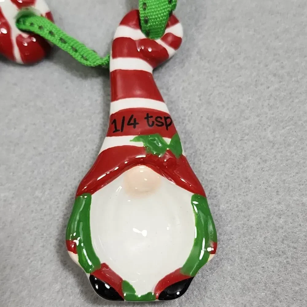 Gnome Nesting Cup Measuring Spoons Christmas Holiday Ceramic Set of 4